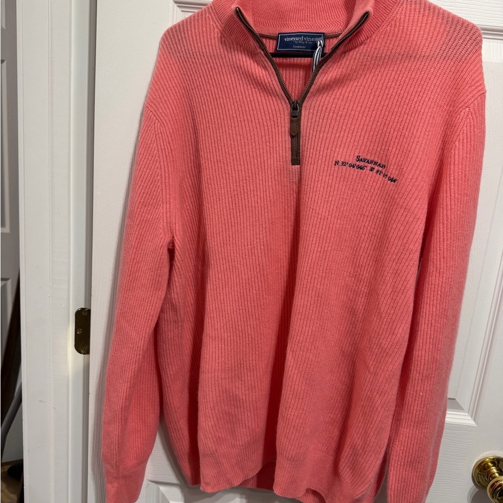 Vineyard Vines Men's (or Women’s) Coral Zip-Up Cashmere sweater